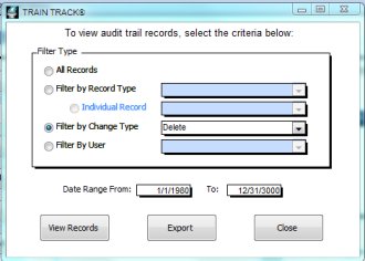 Audit Trail Filter Screenshot