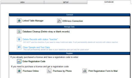 Start menu database tab